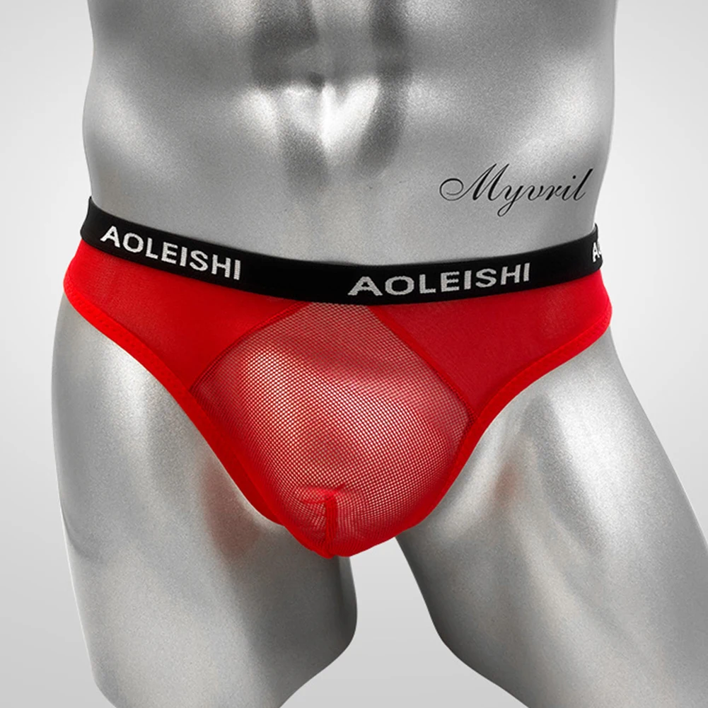 

Men Sexy Briefs Mesh Patchwork Underwear Low Rise T-back Panties Pouch Bikini Shorts Lingerie Ultra-thin Breath Underpants