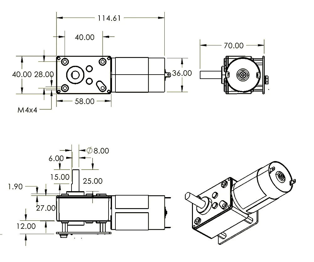 Asme-sq Series Worm Gear Reduction Servo Encoder Magnético Servo Motor de Travamento Automático para Braço Robótico 360 Graus de Potência 70kg 120kg - Image 5