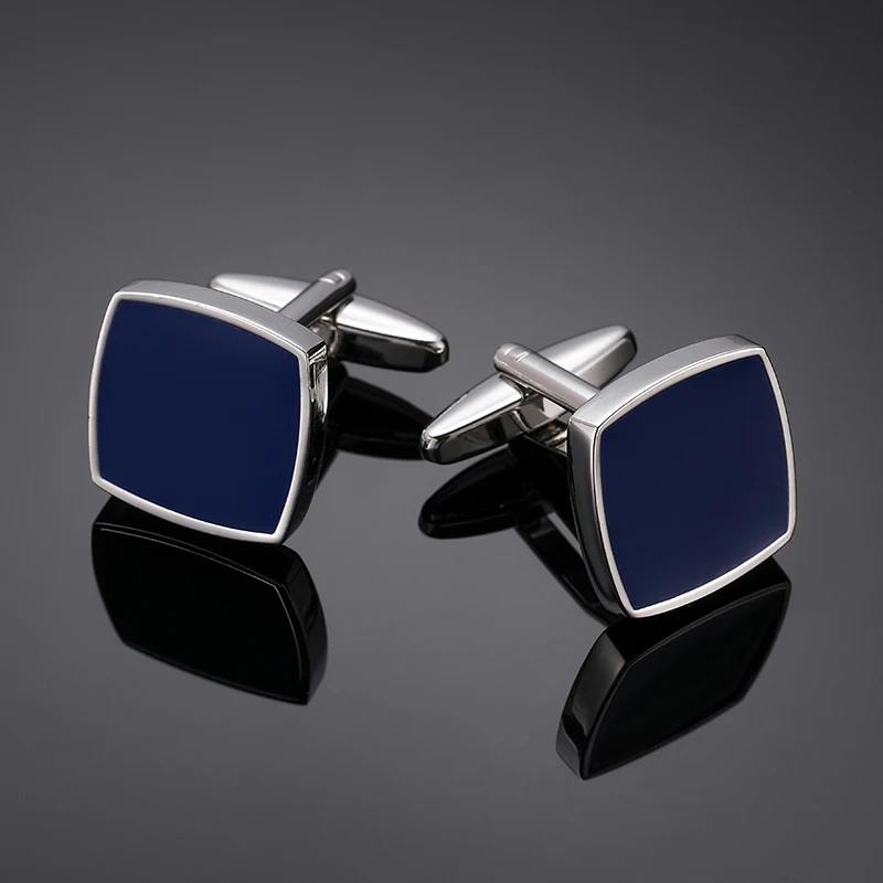 Luxury Mens Cufflinks - Classic Square Blue  Black Retro Pattern Suit Accessories