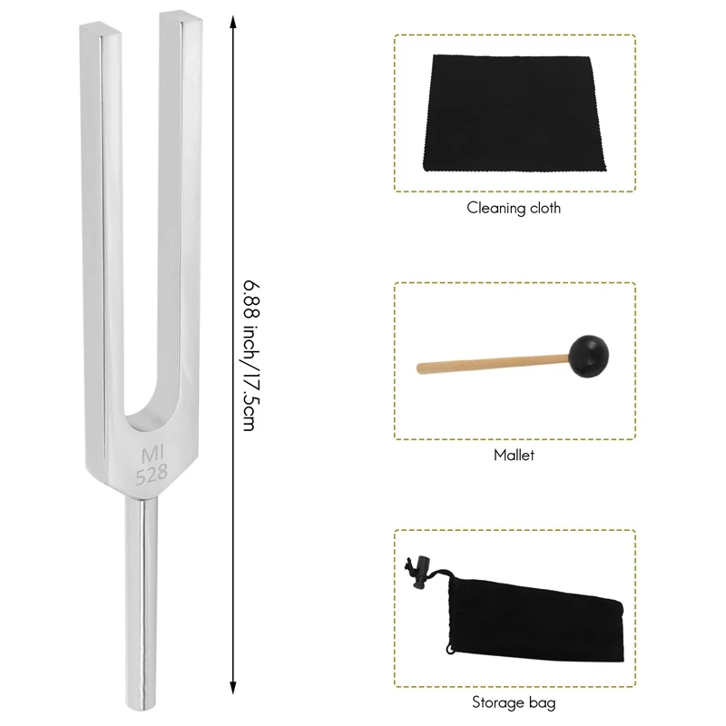 Tuning Fork 528HZ Tuner with Mallet Set for Healing Nervous System Reliever Stress Health Care Sound Therapy Healing Chakra 5