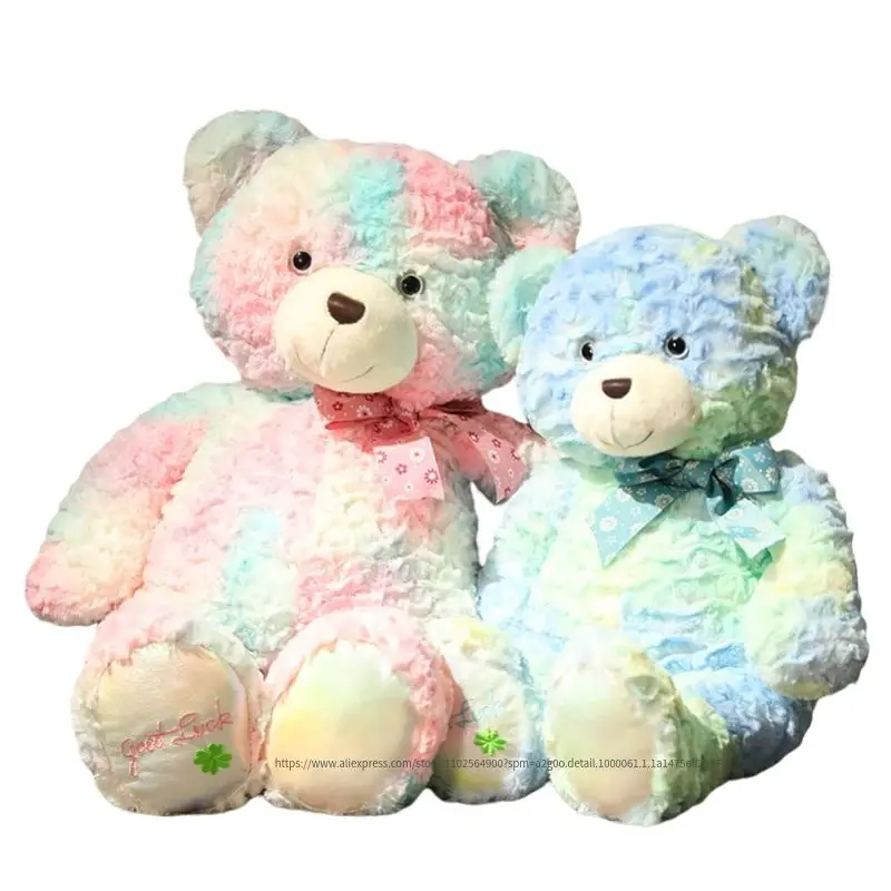 

30-65cm Kawaii Plush Rainbow Teddy Bear Pillow Toys Plush Stuffed Animal Dolls Colorful Bow Bear Nice Birthday Gift for Children