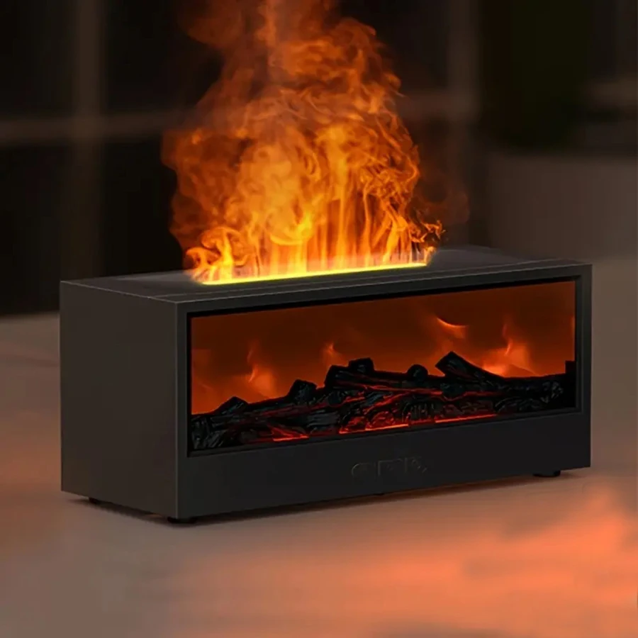 Simulated 3D flame aromatherapy machine essential oil humidifier, with timed remote control of light aromatherapy diffuser 3