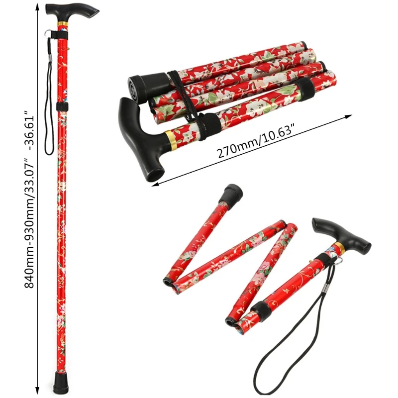 Walking Cane for Women Men Adjustable Heights Self Standing Folding Portable Collapsible