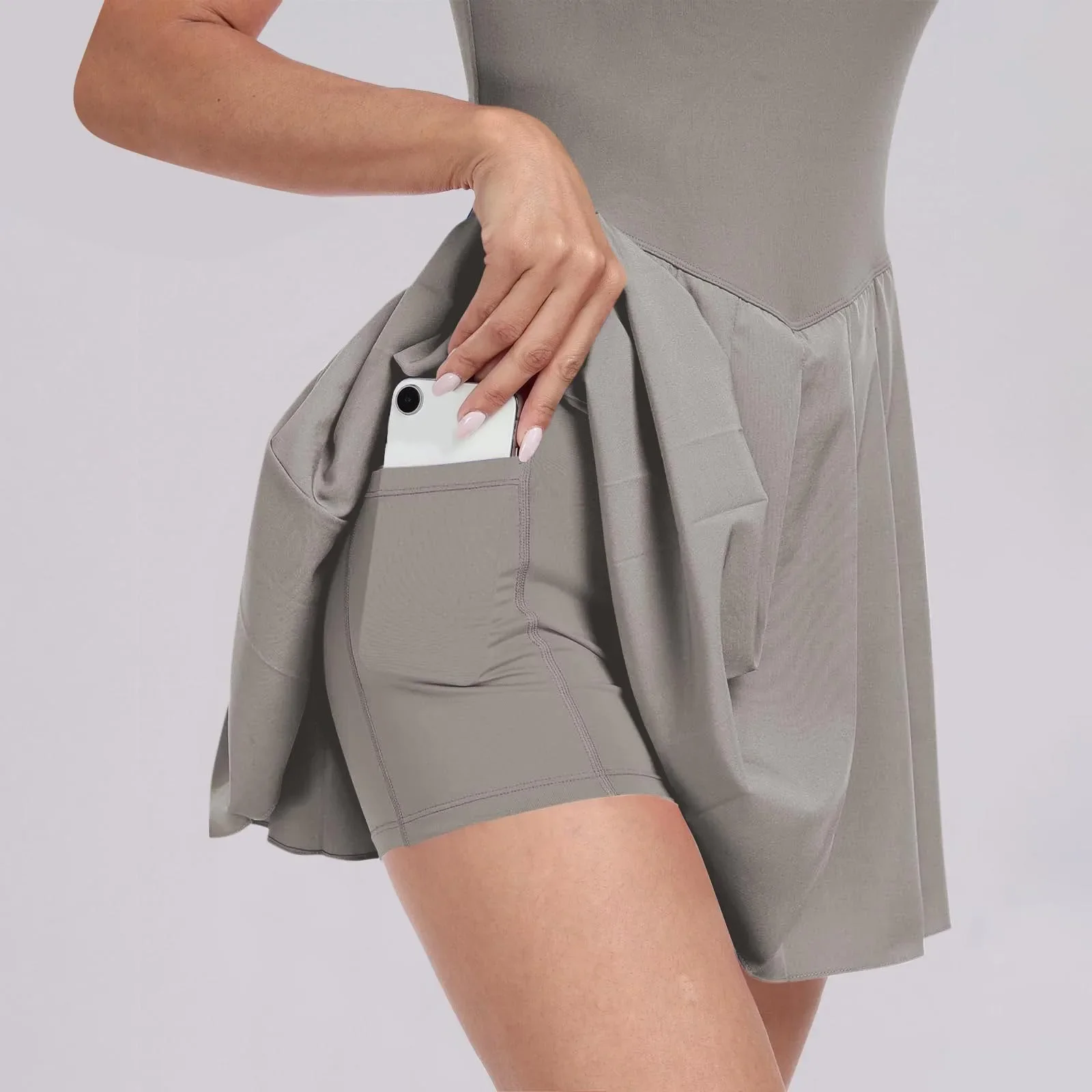 Women's Sleeveless Dress With Built-in Shorts trend dress Sports Jumpsuit Running fitness beach yoga Solid breathable vestidos