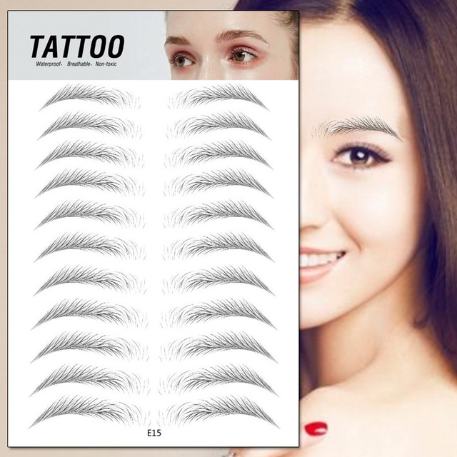 Hair-like Eyebrows Waterproof Water Transfer Stickers Makeup Eyebrow Tattoo Sticker Lasting False Eyebrow Patch Stickers
