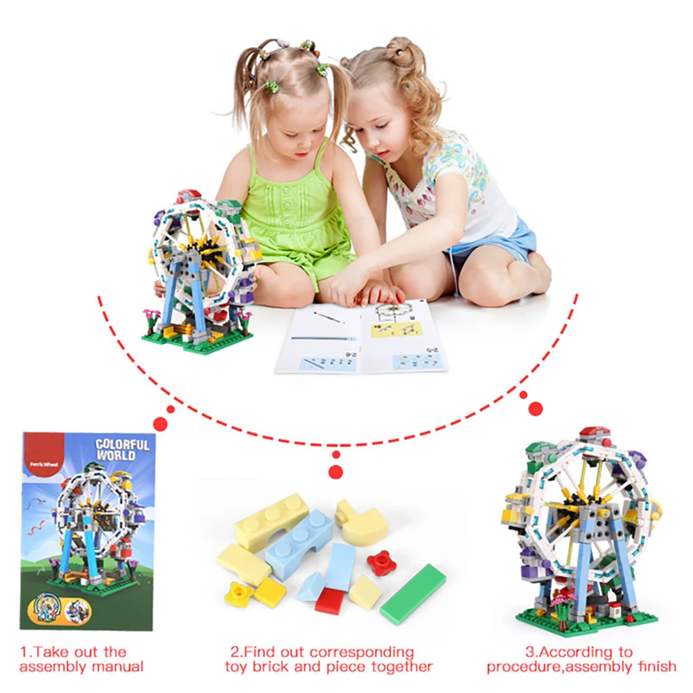 S61a233c6bad94c3e97f6af22ac4cd7730 Klocki do budowy targowe blokuje diabelski młyn zestaw duże wahadło statek piracki karuzela Park rozrywki z instrukcją montażu