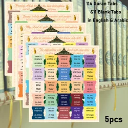 Vibrant Quran Chapter Tabs: Multicolor Islamic Study Accessories with English & Arabic Labels (125tabs)