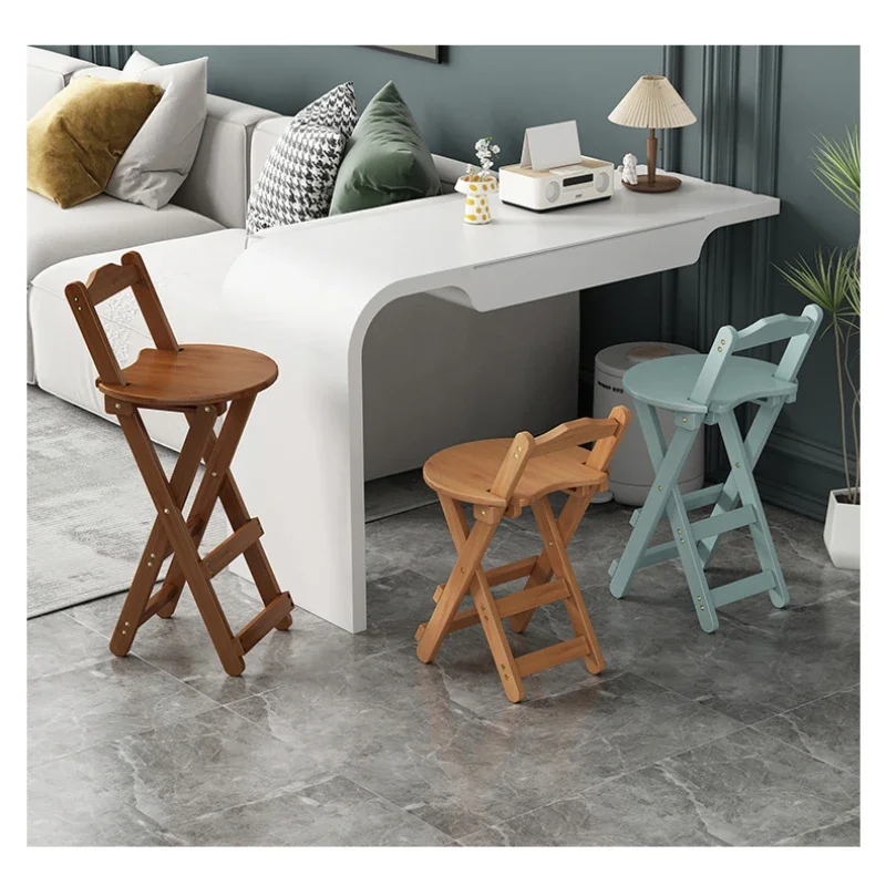 Portable Bar Chair Furniture Milk Tea Shop Cashier High Stool Living Room Back Dining Chair Modern Simple Folding Stool