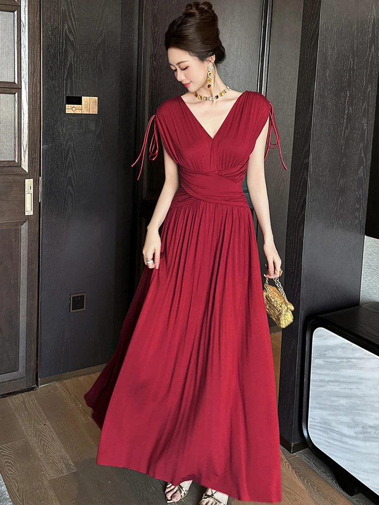 French Engagement Dresses Women Elegant Elastic Folds Backless Corset Waist  Pleated Robe Female Party Vestidos - AliExpress 200000345