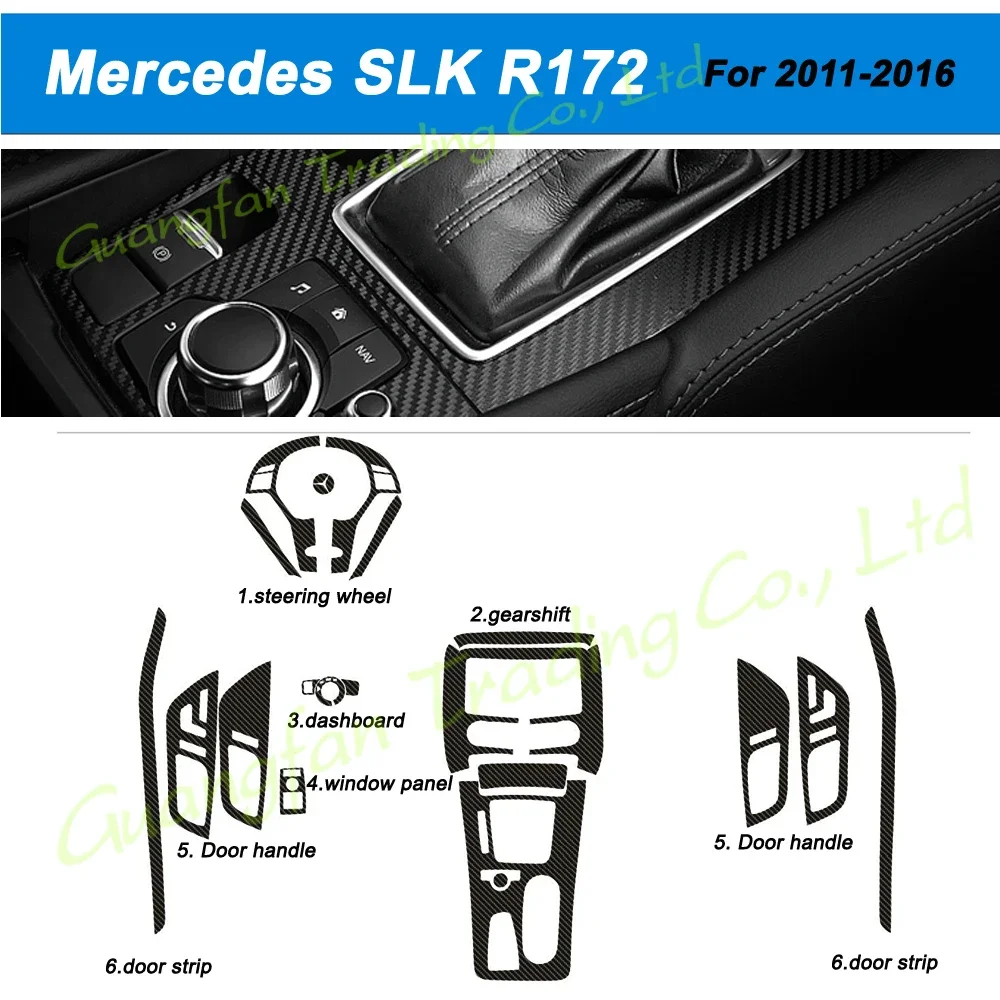 

Для Mercedes SLK R172 2011-2016 интерьерная Центральная панель управления дверная ручка наклейки из углеродного волокна Переводные картинки аксессуары для стайлинга автомобиля
