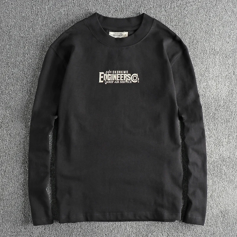 

Футболка мужская с длинным рукавом, круглым вырезом и надписью, 250 г