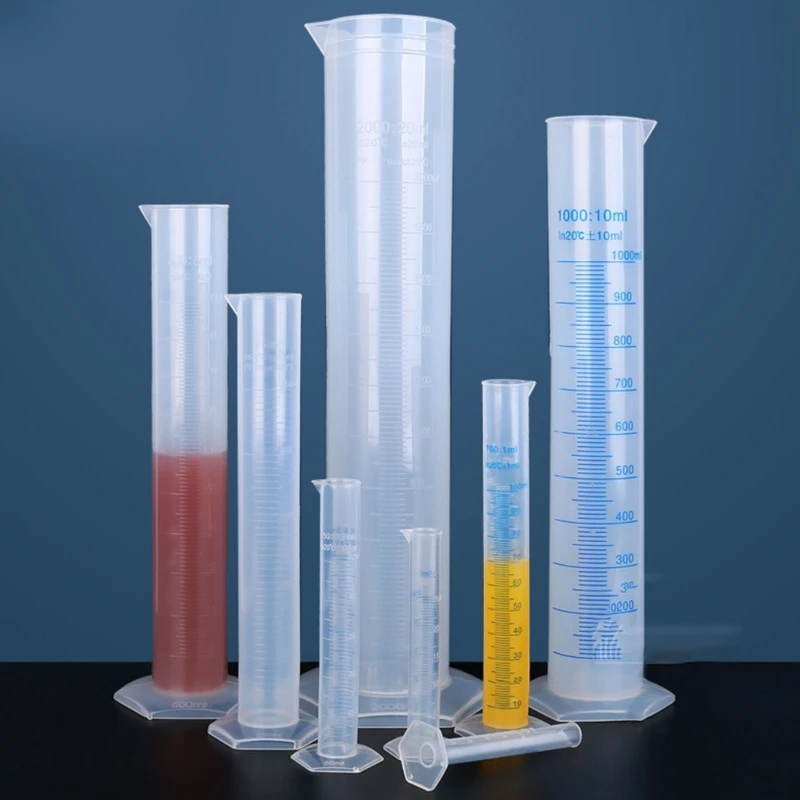 8 Pieces Measuring Cylinder Set 2-Sided Marking Lab Cylinders 10-2000ml Graduated Cylinder Science Experiment plastic measuring cylinder