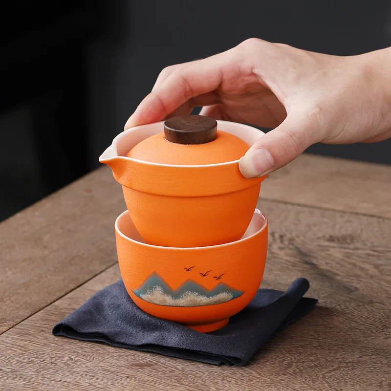 Qianli Jiangshan Travel Tea Set Kuaike Cup Company Meeting Souvenirs Portable Tea Set