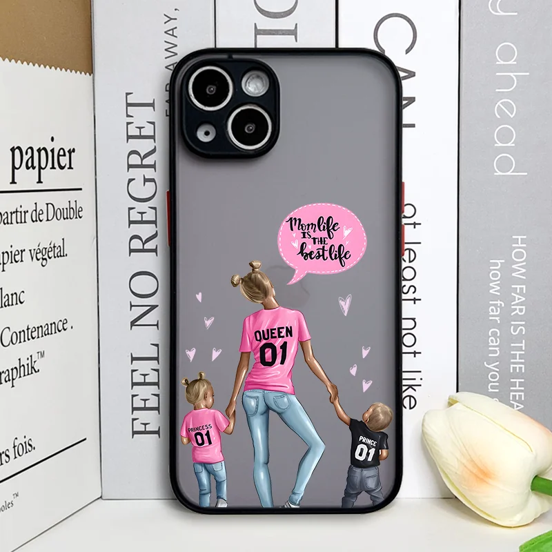 Fashion Super Mama & Dad Frosted Hard Phone Case - Baby Boy & Girl Design