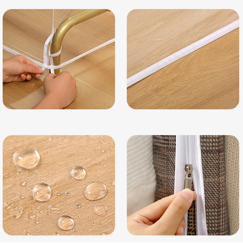Clothes Storage Bag Floor Clothes Hanger Dust Cover Bedroom Drying Rack Translucent Coat Suit Dormitory Supplies