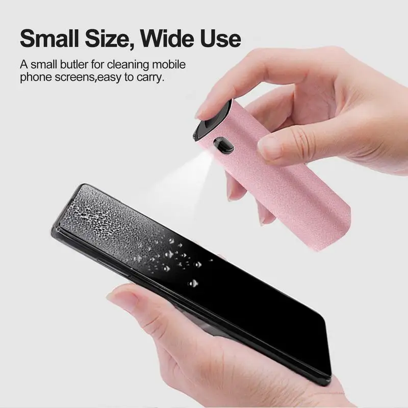 2 In 1 Phone Screen Cleaner Spray Computer Screen Dust Removal Microfiber Cloth Set Cleaning Artifact Without Cleaning Liquid 2
