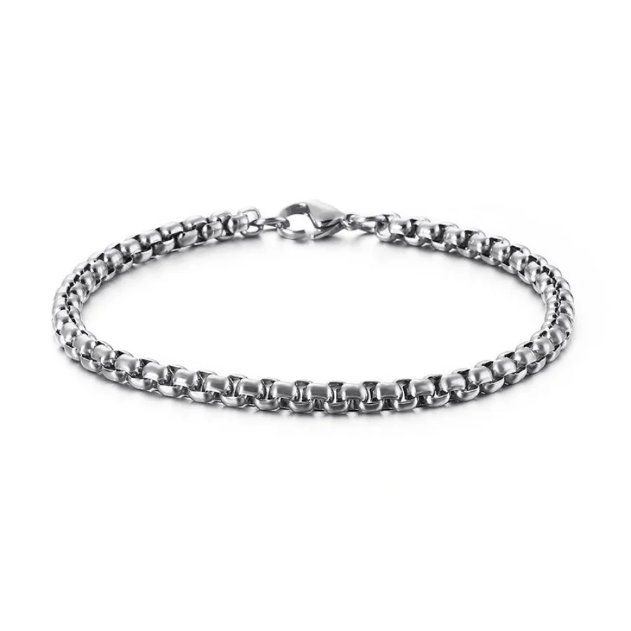 Men Stainless Steel Cuban Chain Bracelet Set Natural Stone