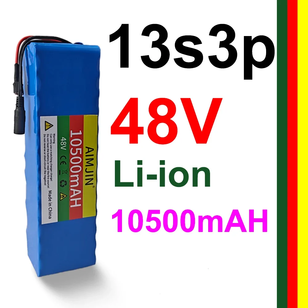 

48V Lithium Battery 48V 10.5Ah 1000w 13S3P Lithium ion Battery Pack For 54.6V E-Bike Electric Bicycle Scooter