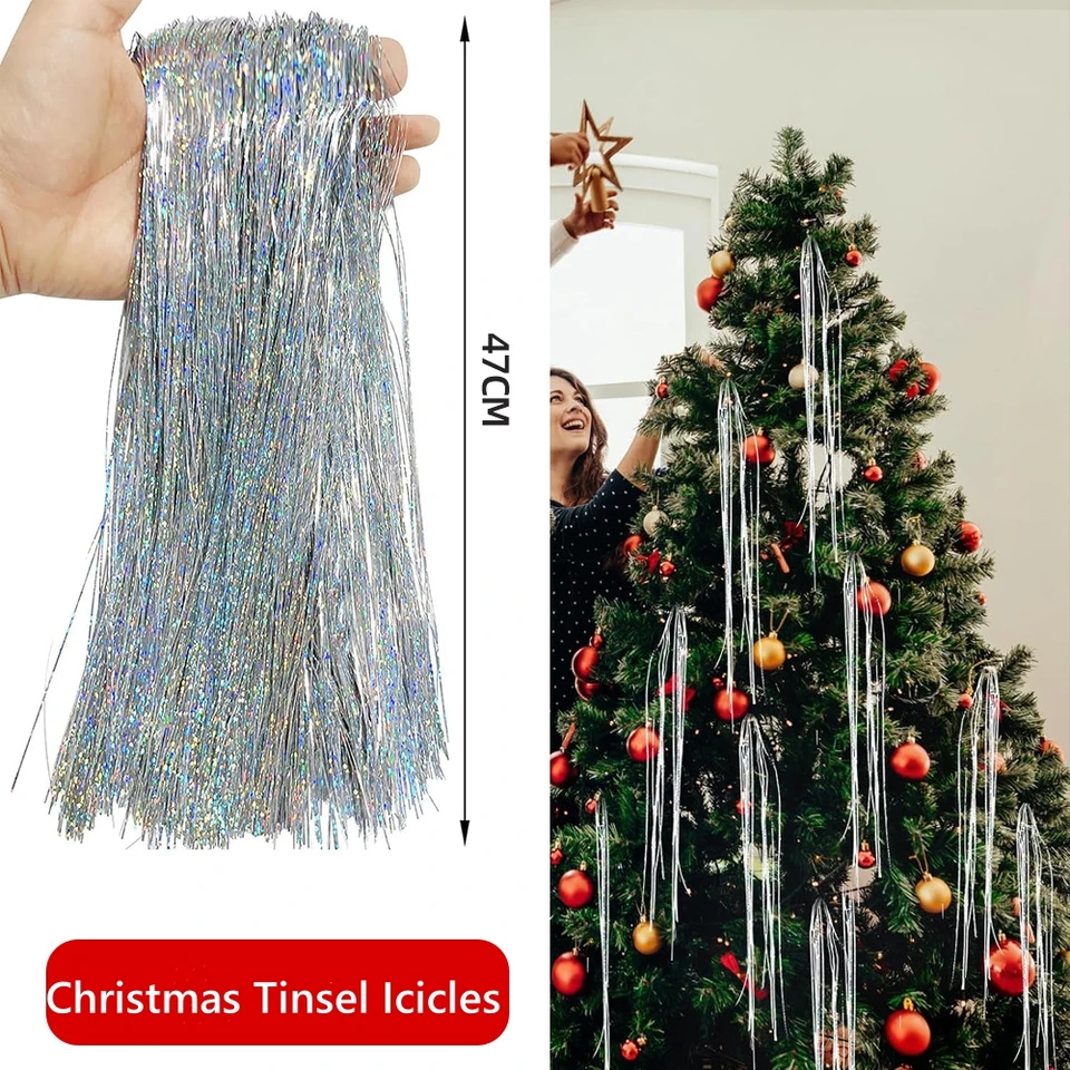 48 Ghiaccioli Ornamenti Natalizi Infrangibili - Iridescenti Con Glitter - 12,7 Cm - Per Albero Di Natale, Decorazioni Festa Invernale