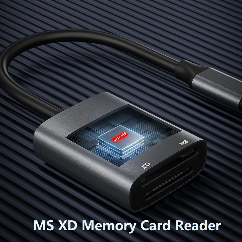Memory Card Reader MS XD Memory Card Reader 2 in 1 USB Type-C or lightning to XD MS Card Reader Adapter for Memory Sticks iPhone 16 15 Samsung etc