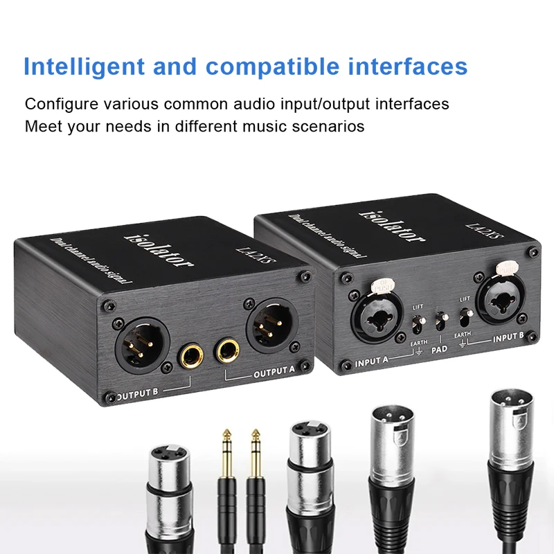 2-Channel XLR Audio Isolator Noise Reduction Filter Eliminates Current Noise 6.5 XLR Mixer Audio Isolators Dual-Channel 6.5 audio adapter
