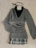 Autumn Winter Woman Gyaru Coquette V-neck French Vintage Sweater Long Sleeve Pullovers Knitwears 2000s Aesthetic Old Money Thick 2