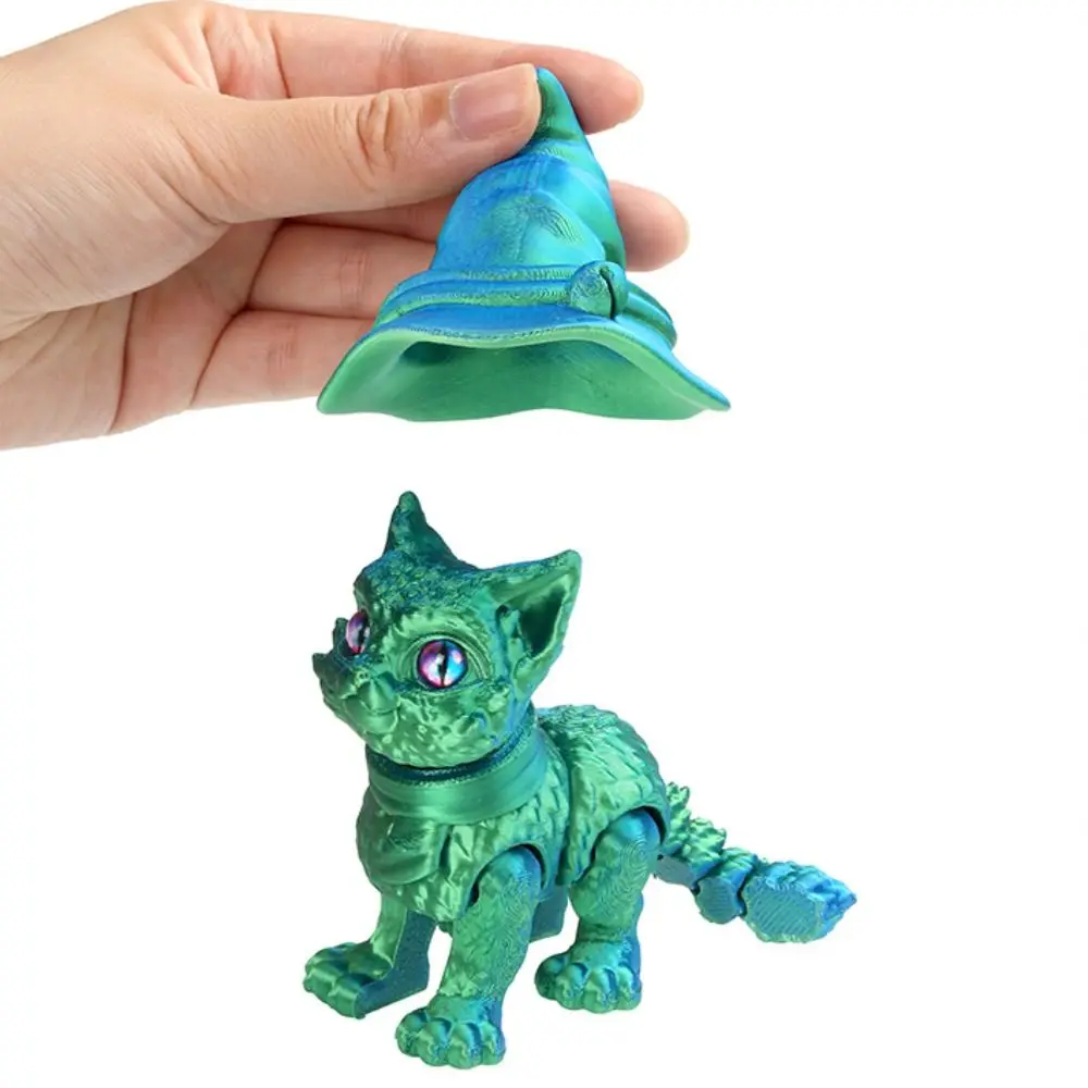 Big Eyes 3D Printed Cat Model Plastic Material Creative Sculpture Articulated Cats Doll 3D Printing Technology Cute Style