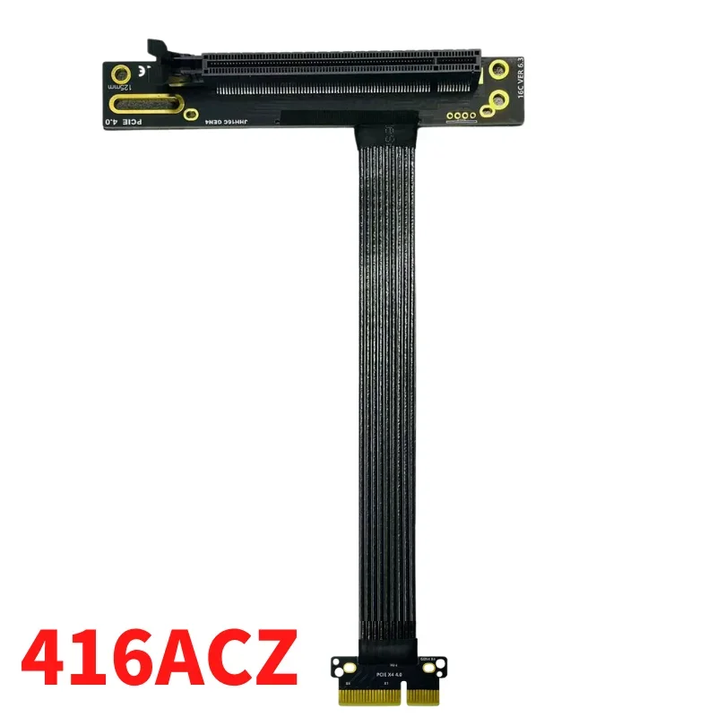 Prata-chapeado Blindado Pcie 4.0 x4 para X16 Riser Cabo Pci-e 4x 16x Extensor Cabo Pci Express 4.0 Gen4 Ssd Gpu Adaptador de Alta Velocidade - Imagem 5