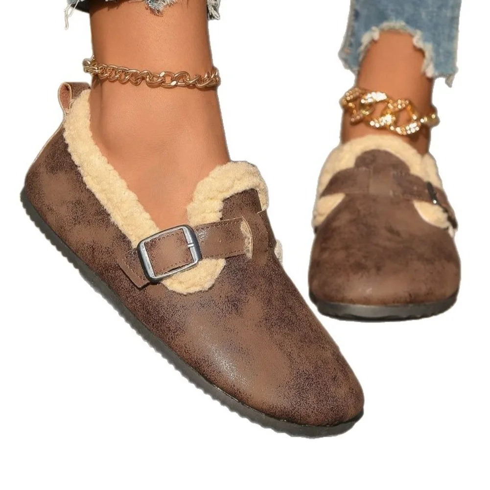 Autumn Winter Women Snow Boots New Casual Flat Boots Women Fashion Soft Loafers Comfort Warm Plush Slip on Cotton Shoes Female