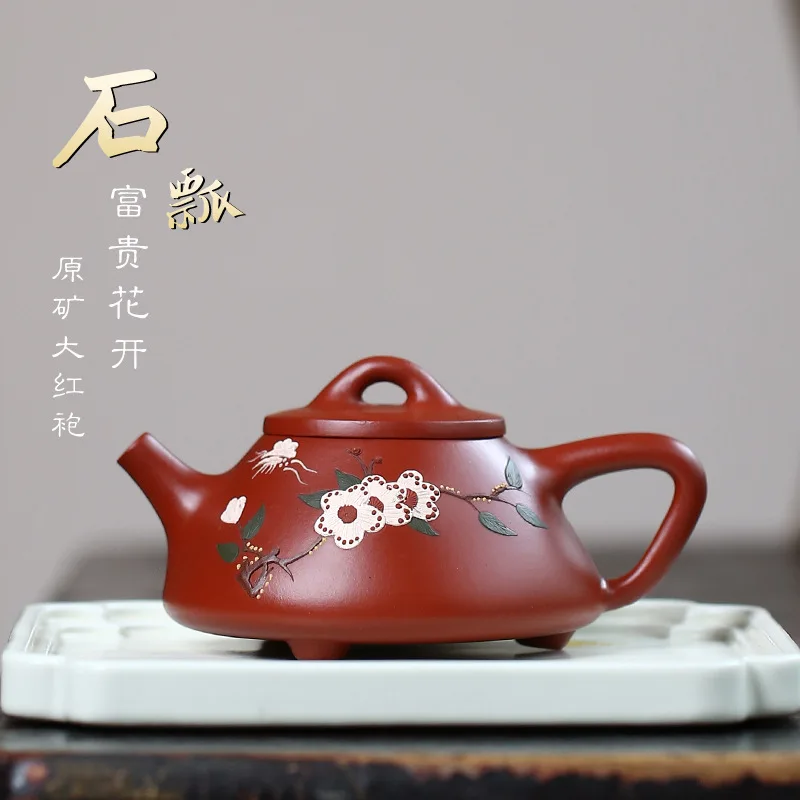 

Chinese Teapot Yixing Raw Mine Dahongpao Purple Clay Pot Fully Handmade Colored Stone Ladle Teapots Kung Fu Teaset Gift 175ml