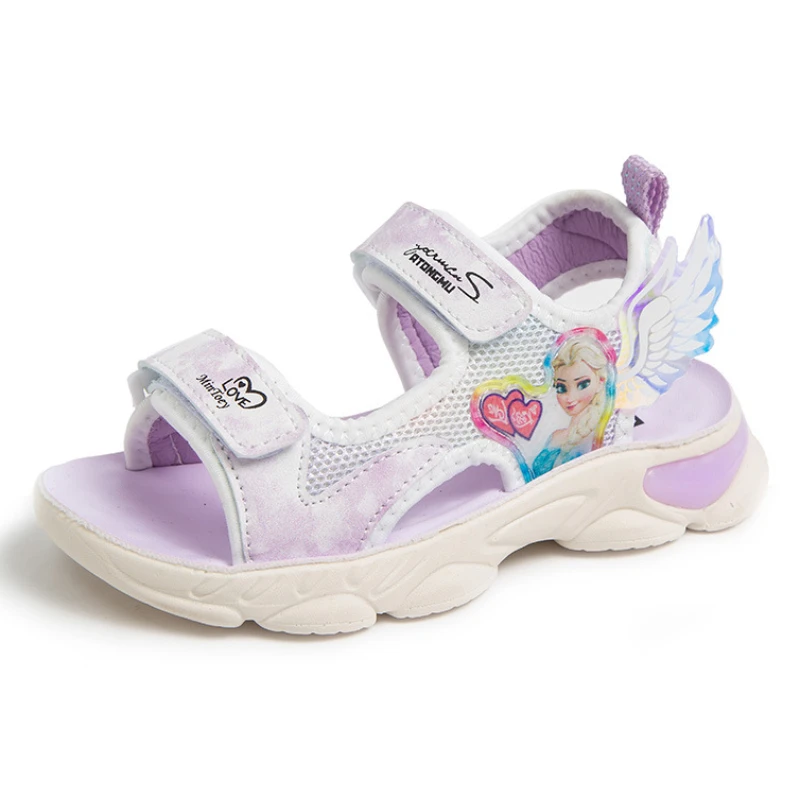 Disney Frozen Elsa Princess Girls Sandals Summer Children's Sports Beach Pink Purple Girls' Soft Shining Shoes Size 26-37 kids shoes children sandals kids sandals beach shoes