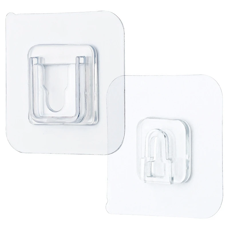 

100 Pairs Adhesive Wall Hooks Waterproof Oil-Proof Hooks For Bathroom Kitchen Transparent Reusable Seamless Hooks