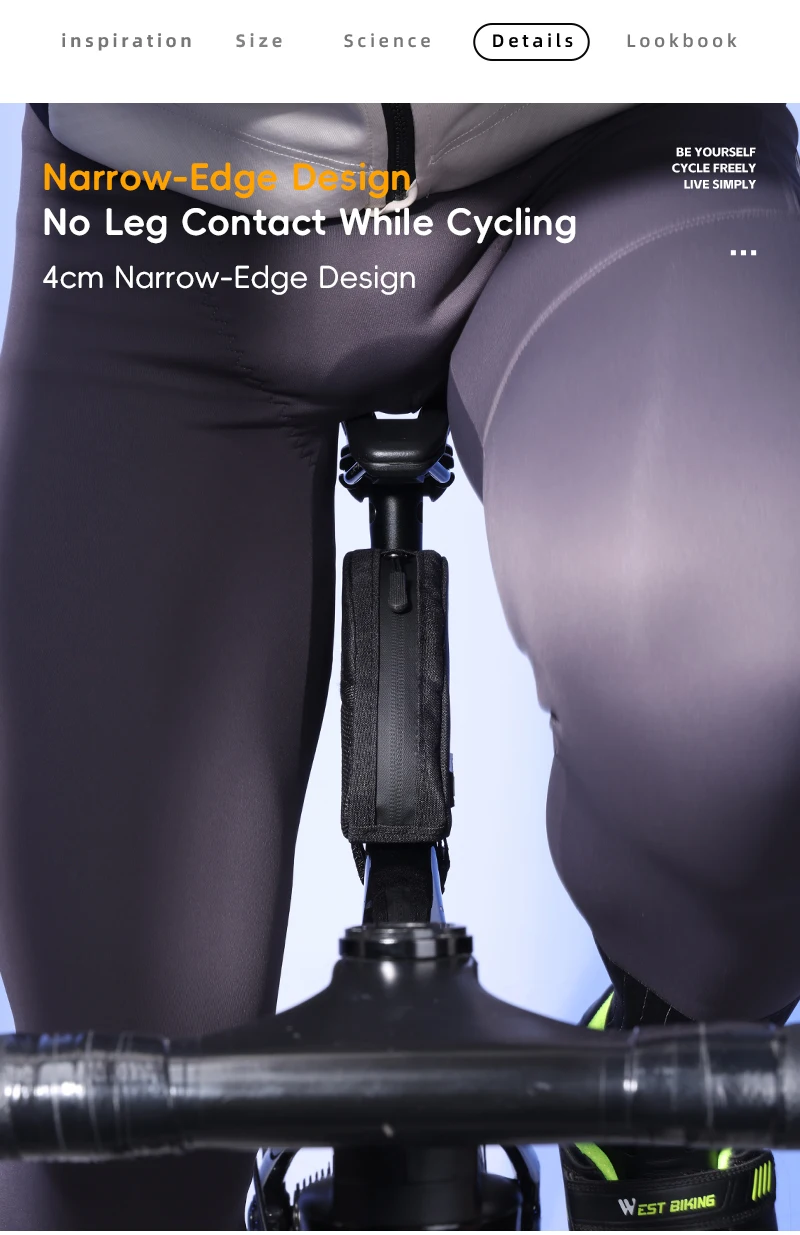 WEST BIKING Mini Dreieckstasche 0,4L Tragbare Fahrrad-Oberrohrtasche Reflektierende Fahrradwerkzeug-Aufbewahrungstasche Fahrradzubehör – Detail 7