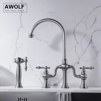 นิกเกิลแปรงก๊อกน้ําห้องครัว Sprayer ทองเหลืองแปรงทอง Hot & Cold ก๊อกน้ํา Chrome Black Mixer Tap FW015 1