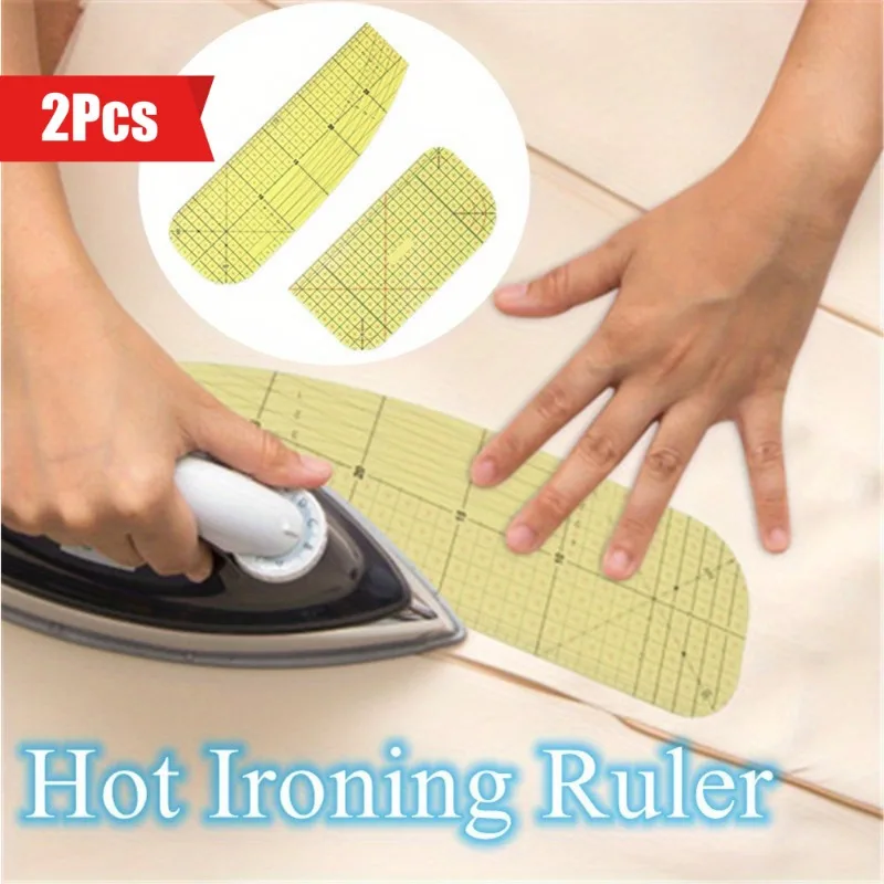 2pcs Hot Ironing Ruler Set for Sewing, Patchwork Measuring & Tailoring - Heat Resistant Craft DIY Tools for Quilting