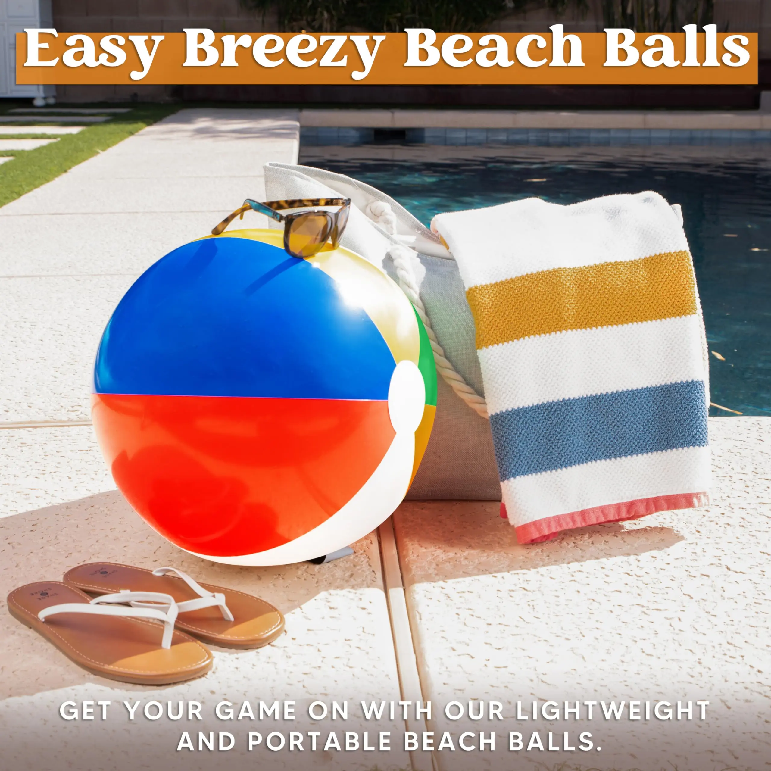 20" 4pcs Beach Balls Large Rainbow Beach Ball Inflatable Swimming Pool Water Games Toys for Kids Summer Beach Party Fun Gifts 4