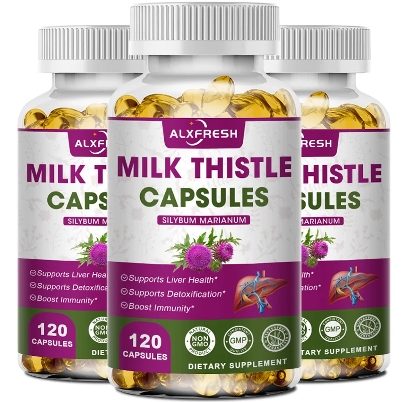 Organic Milk Thistle Extract 1000mg Capsule Dandelion Antioxidant Detox Support Liver Health Function Herbal Supplement