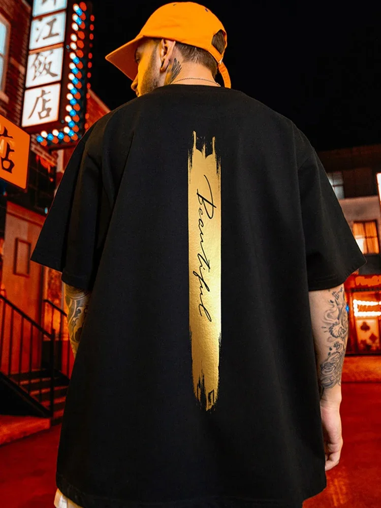 Tシャツ・カットソー Golden  Printed T-shirt Summer Gold Letter Printed T Shirt For Men Cotton Short