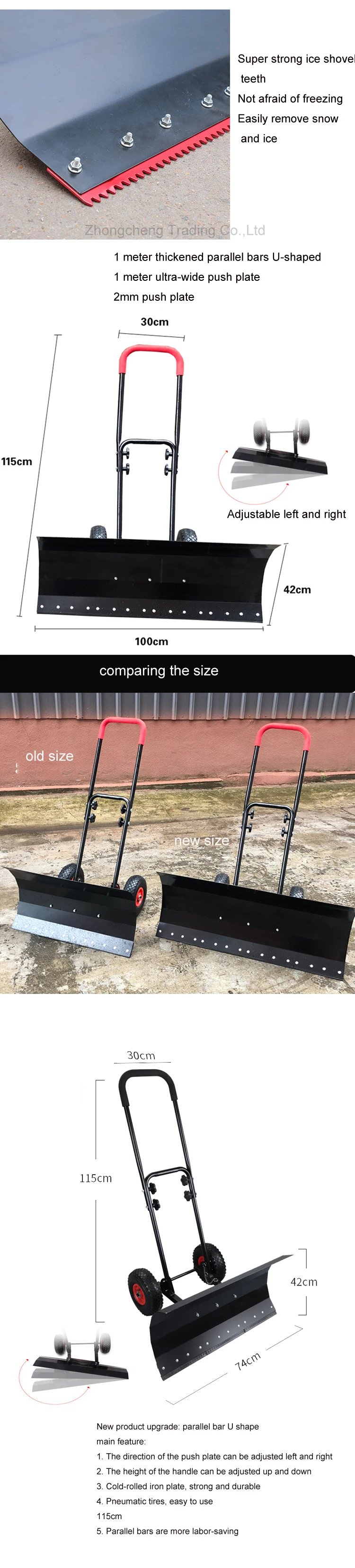 Wheeled Hand Push Snow Removal Shovel Large Snow Removal Tool Vehicle Snow Remov