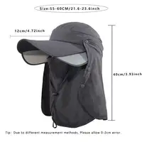 3PCS Men Bucket Hat with Shawl and Face Cover Summer Anti-UV Outdoor Hiking Fishing Hat Removable Face Neck Protection Panama 6