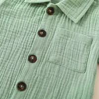Tenue d'été décontractée en coton et lin pour bébés garçons, couleur unie, manches courtes, poche boutonnée, chemise à revers + Short, ensemble de vêtements 2 pièces 5