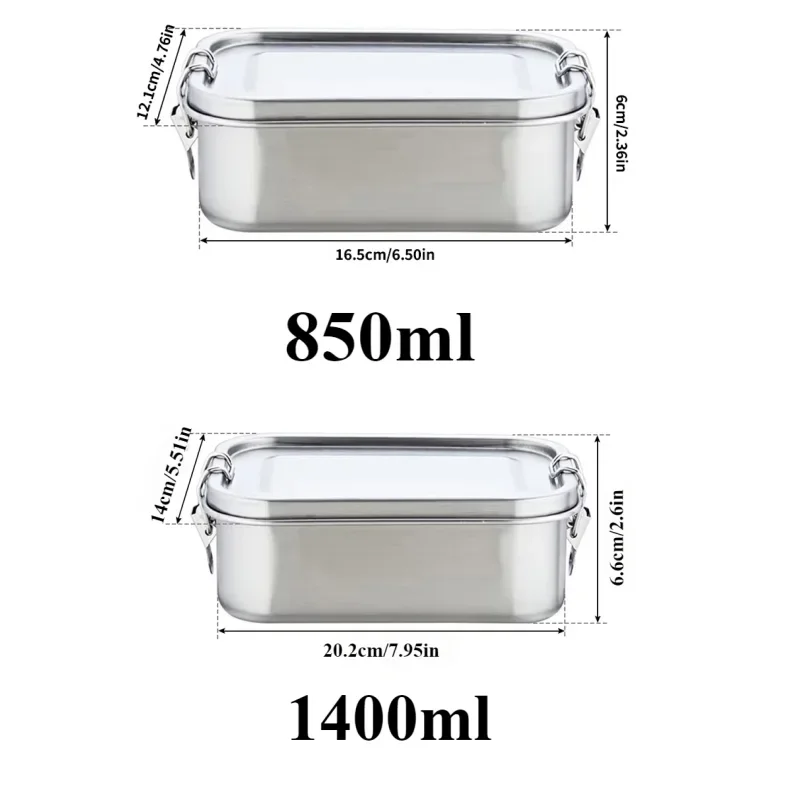 Lunch Box Stainless Steel for Kids And Adults Portable Leak-Proof Bento Box Travel Food Meal Prep Container Dishwasher Safe