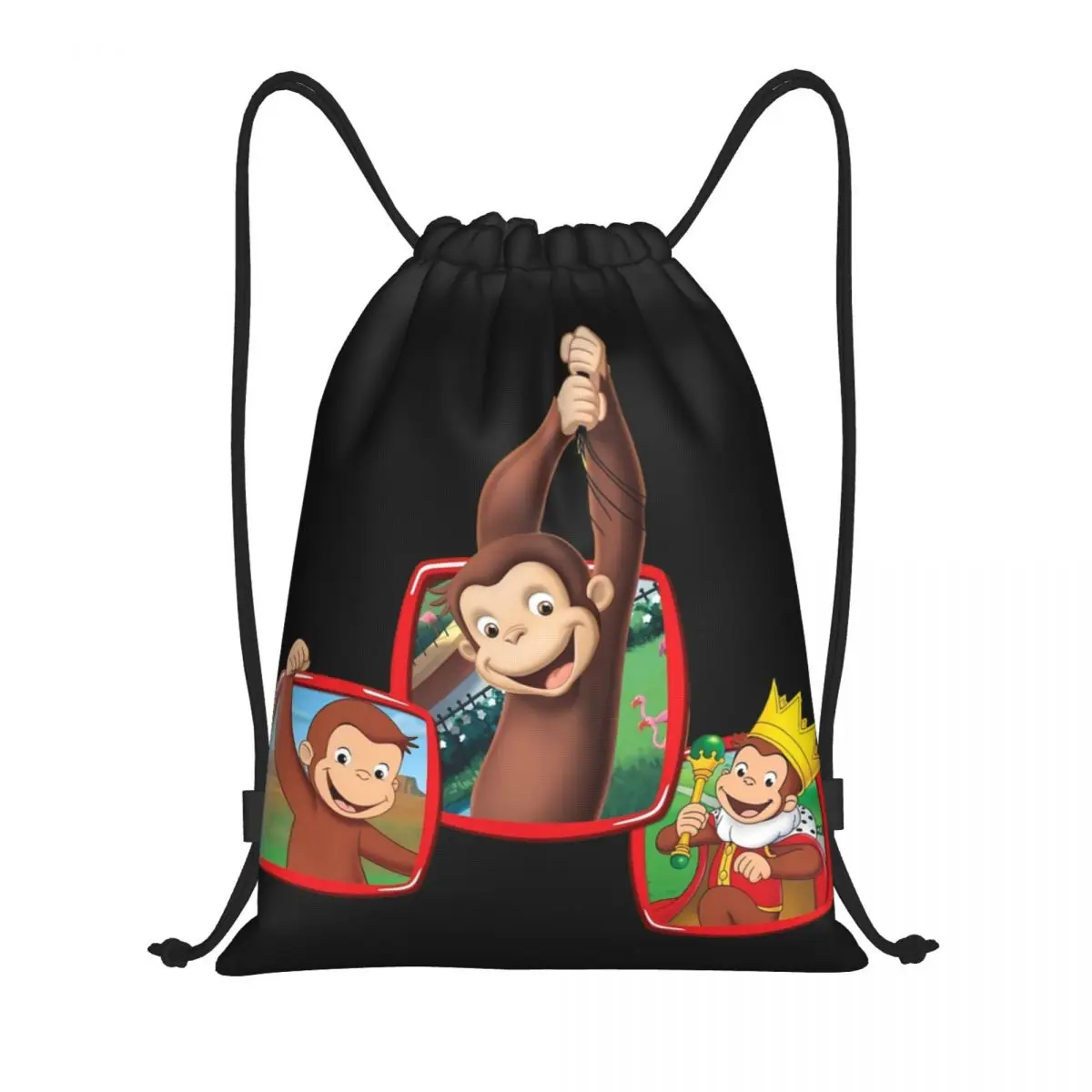 

Custom Curious George Monkey Manga Drawstring Bag Women Men Foldable Sports Gym Sackpack Training Backpacks