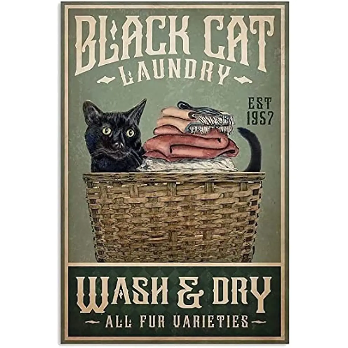

Металлическая Жестяная Табличка в виде черной кошки, стирка, забавная табличка для украшения стен в гостиной, ванной, кухни, дома