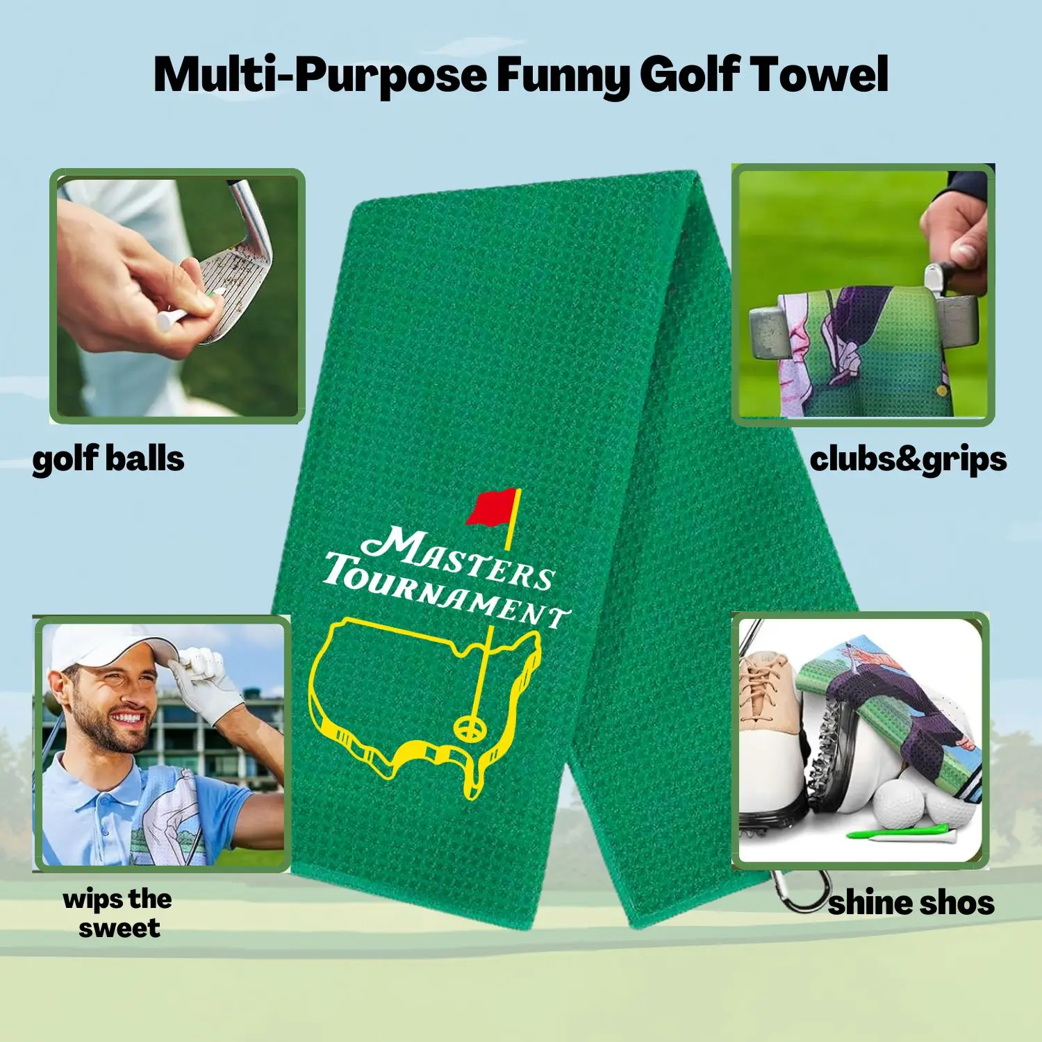 2 Count Great Christmas Golf Gifts Funny Embroidered Golf Towels for Bags Gifts for Men Stuff golf towel