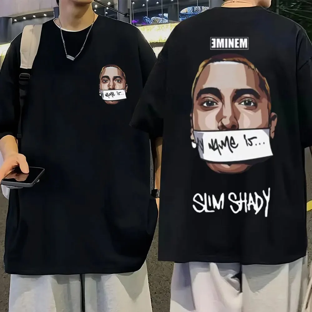 Rapper Eminem Music Album T Shirt World Tour Gift for Fan T-shirt Men Women Cotton Short Sleeve Cotton Tshirt Tee Clothes Tops 6