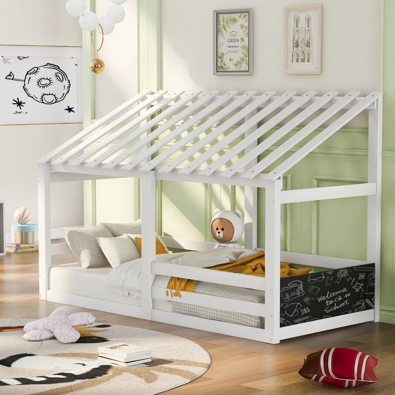 Augment Rijp Ordelijk Children's Bed 90x200 Cm Made Of Pine Wood, House Bed With Fall Protection,  Slatted Frame Without Bed Box Stable House Bed - Bed Bases & Frames -  AliExpress