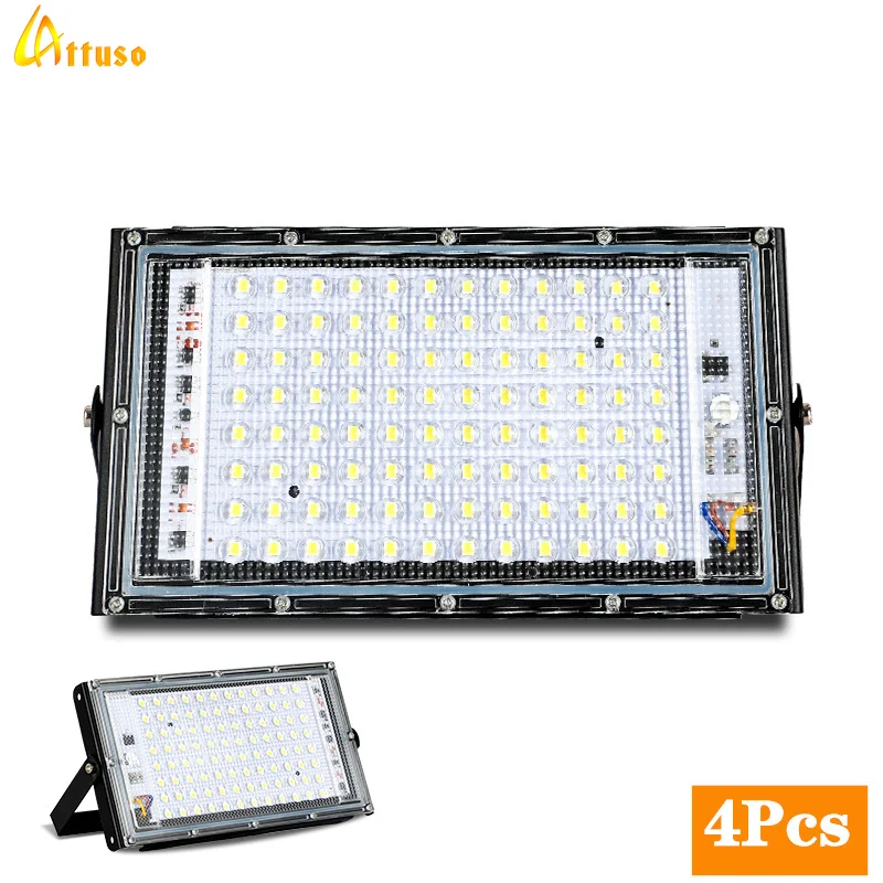 4pcs/lot Led Flood Light AC 220V 110V Outdoor Floodlight Spotlight IP65 Waterproof 50W 100W LED Street Lamp Landscape Lighting