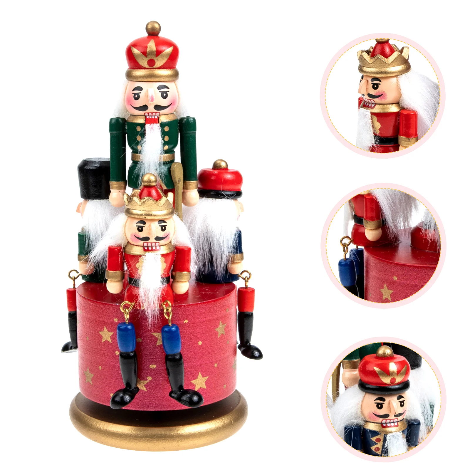 

European Hand Painted Music Box Christmas Nutcracker Music Box Figurine Rotating Music Box Xmas Desktop Ornaments 20.5x9cm