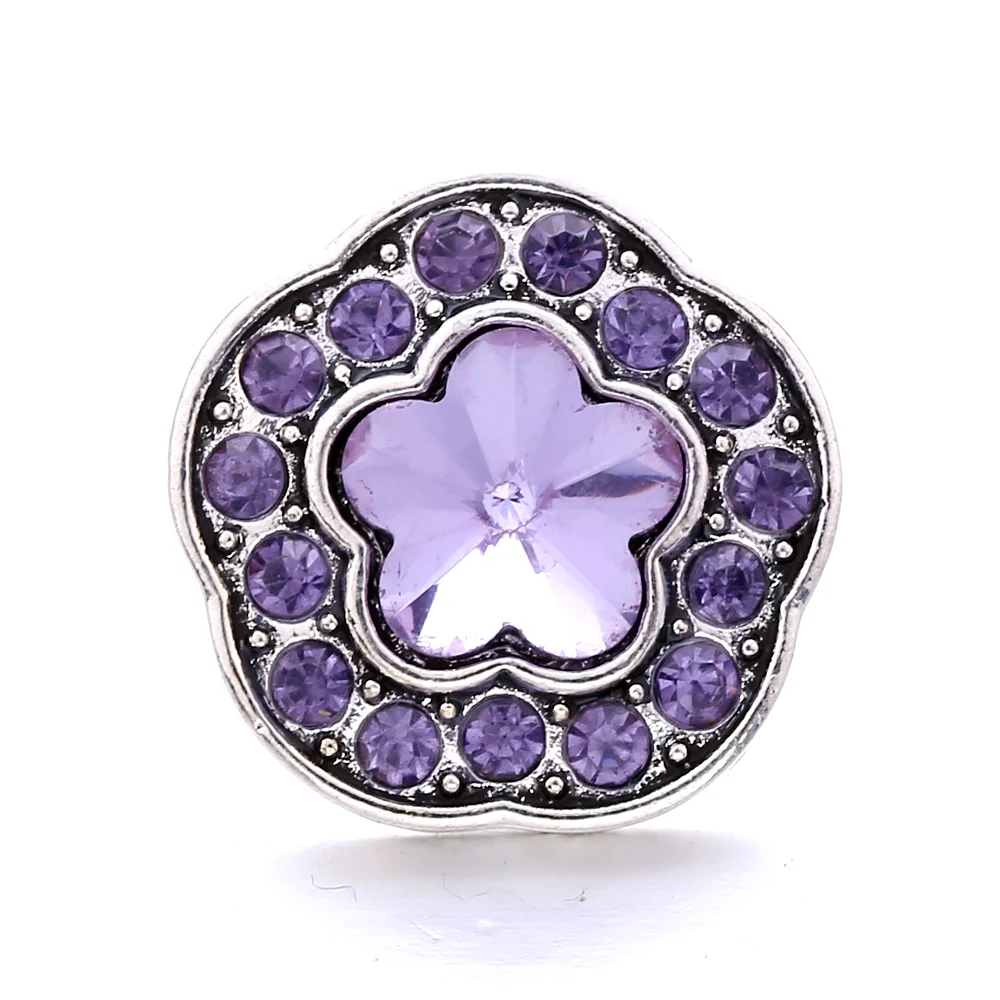20pcs Vintage Crystal Flower 18mm Metal Snap Buttons Fit Snaps Bracelet Necklace Ginger Jewelry